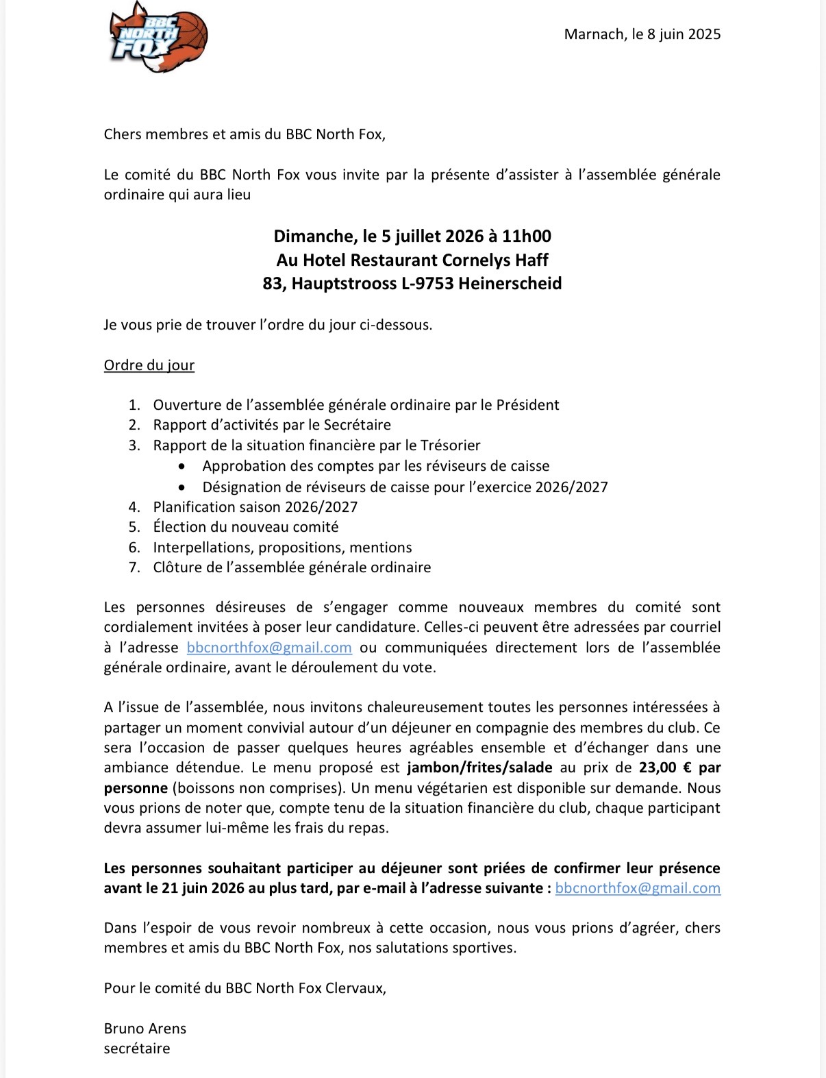 Assemblée Générale - 5 Juli 2026