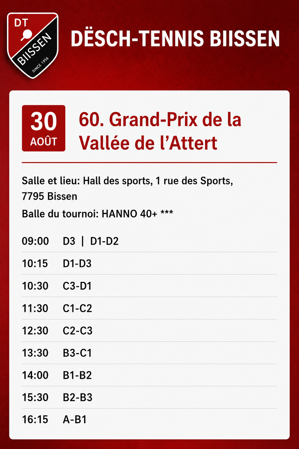 60. Grand Prix de la Vallée de l'Attert 30.08.26