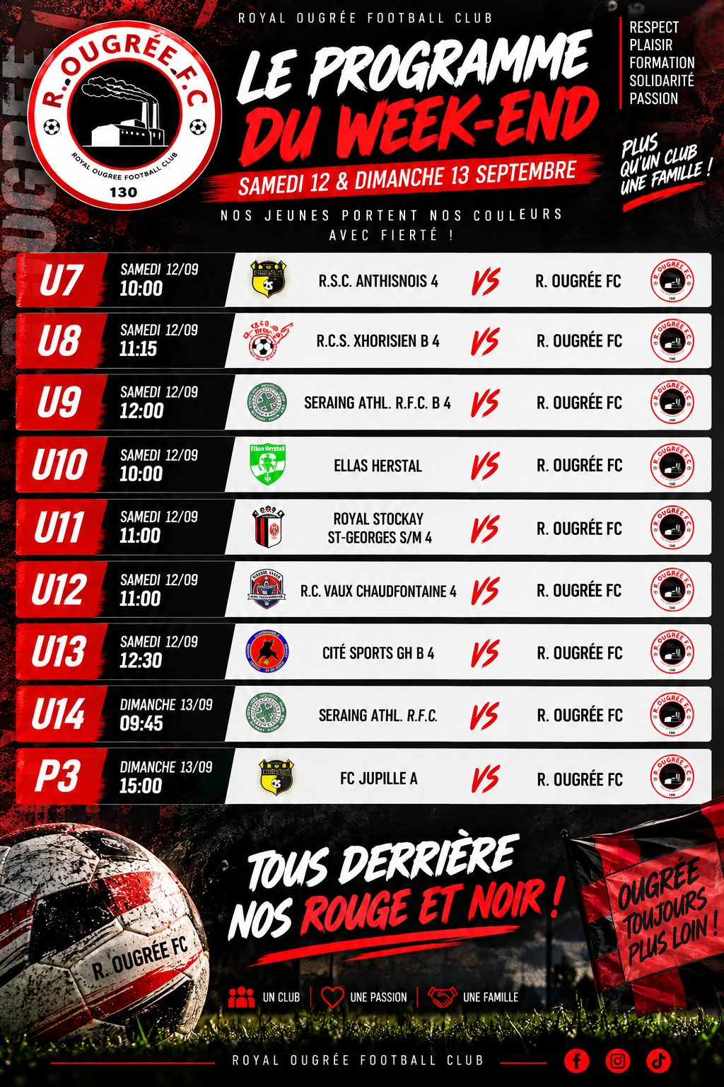 🔴⚫ PROGRAMME DU WEEK-END 🔴⚫