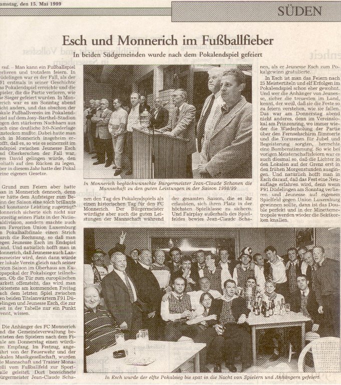 Honoration Finalistes Coupe de Luxembourg 1999