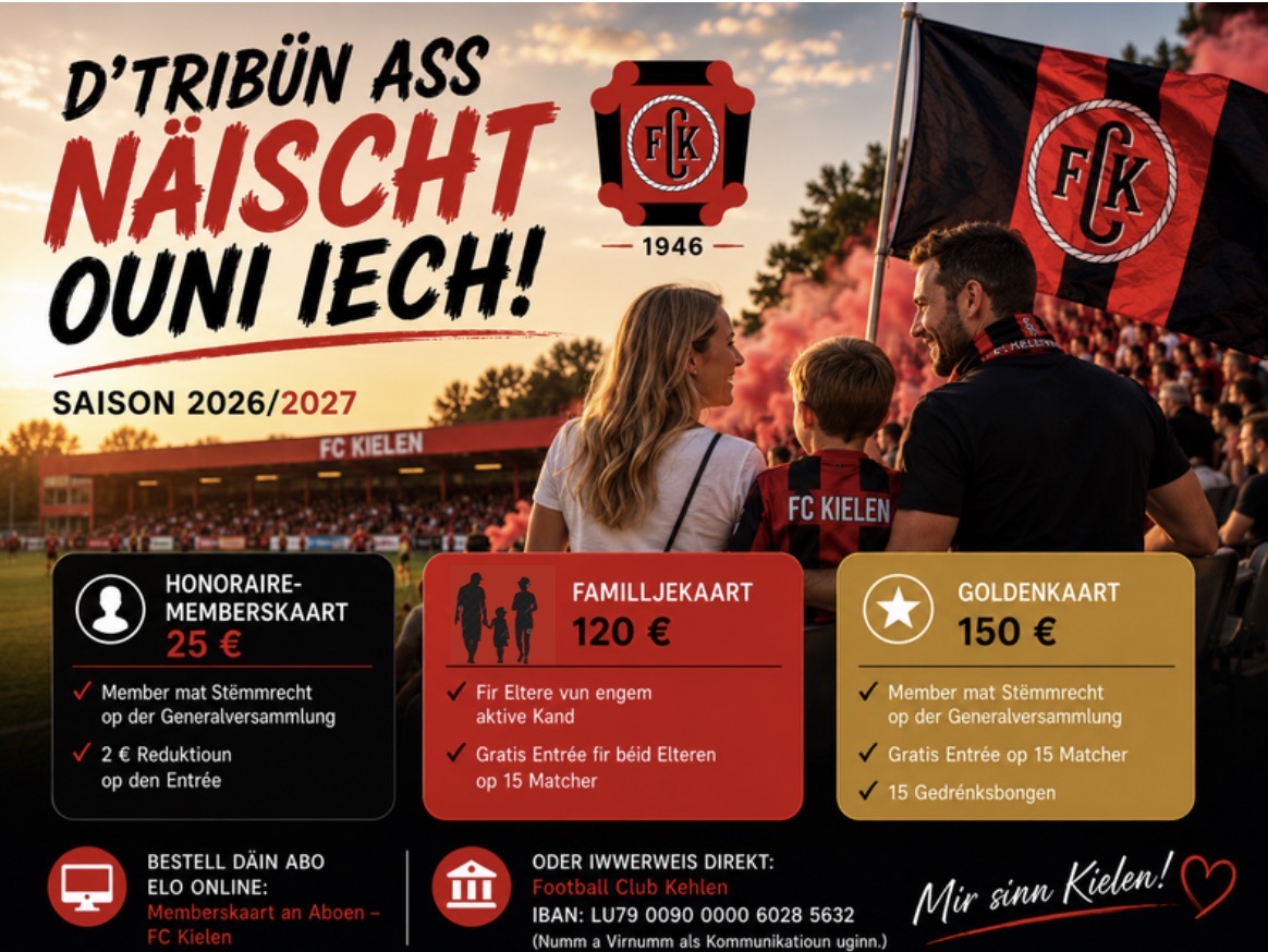Saisonabo'en an d'Memberskaart sin do - Saison 2026/2027 FC Kielen